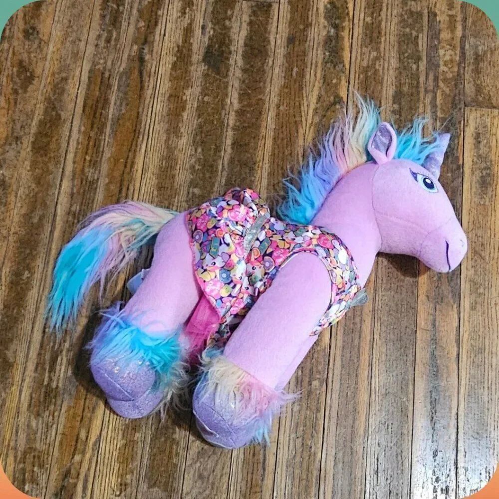 Build-A-Bear BEARY FEARY FRIENDS Rainbow Unicorn Plush 16"